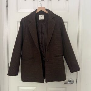 Abercrombie & and fitch blazer coat checkered brown size small
